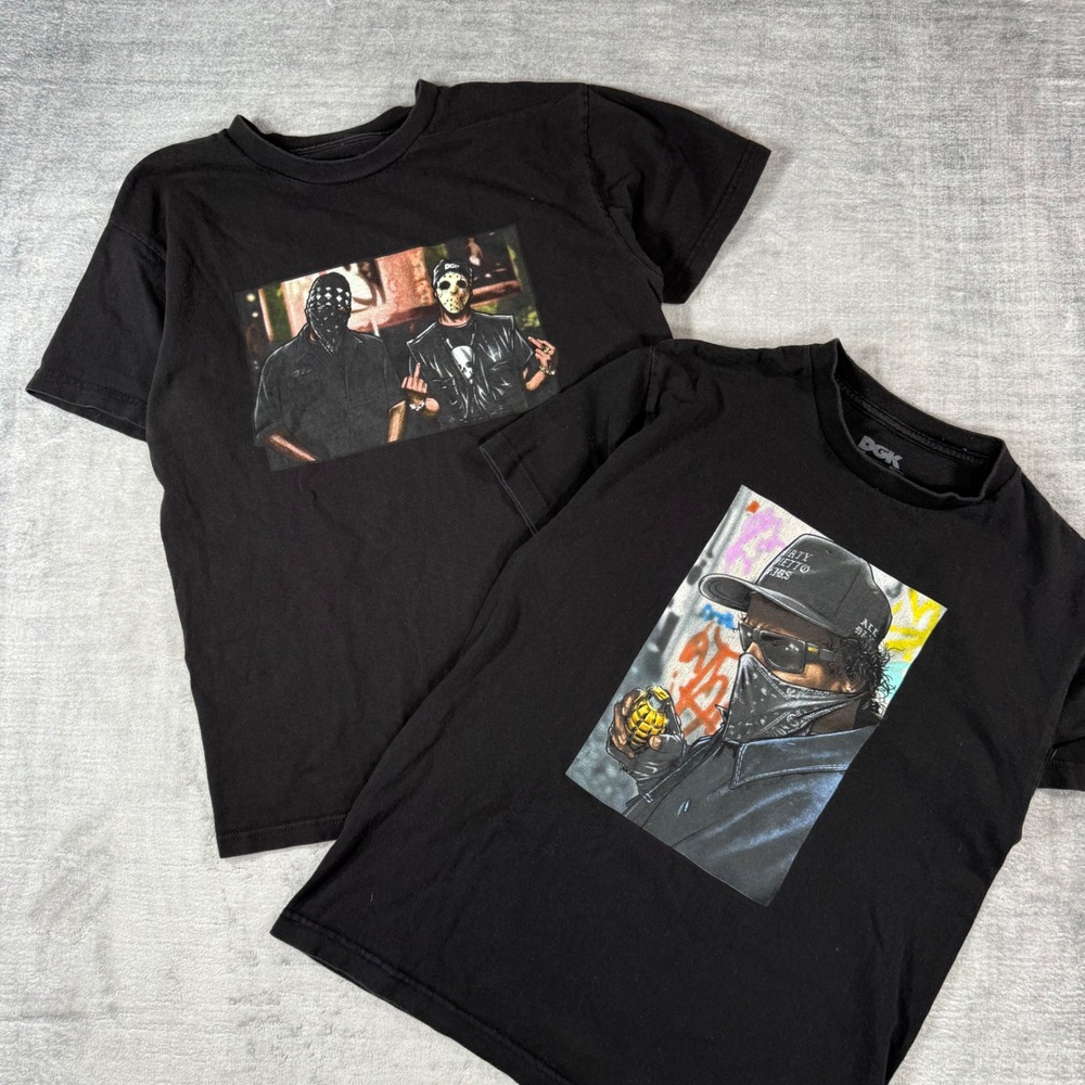 Dirty ghettos Kids DGK Shirt Mens Medium Black Hip Hop Skater Easy E Lot Of 2